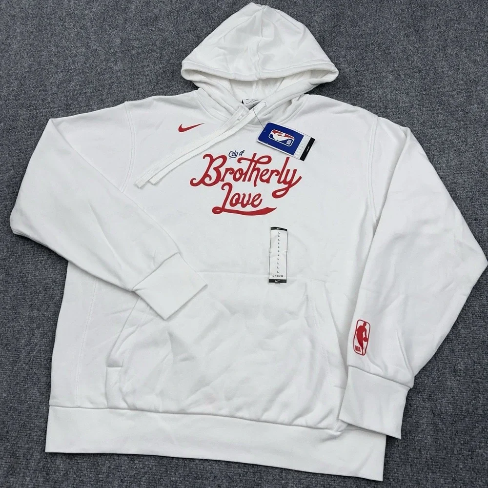 NEW Nike NBA Philadelphia 76ers Hoodie Mens Large White 